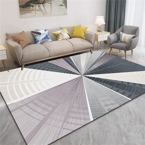 Xiaosua Büro Bodenmatte300x400CM Kuscheliger Teppich Teppich esstisch Das abstrakte geometrische Muster hat einen leicht zu reinigenden Teppich grau kuschel Teppich von Xiaosua