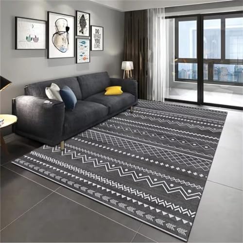 Xiaosua Büro Bodenmatte300x400CM Langer Teppich Flur Teppich esstisch Antifouling-Teppich im ethnischen geometrischen Design grau Teppich jugendzimmer mädchen von Xiaosua