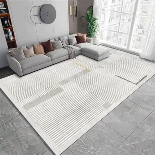 Xiaosua Büro Bodenmatte300x400CM Teppich Abwaschbar Teppich groß Waschbarer Wohnzimmerteppich mit französischem Streifenmuster grau von Xiaosua