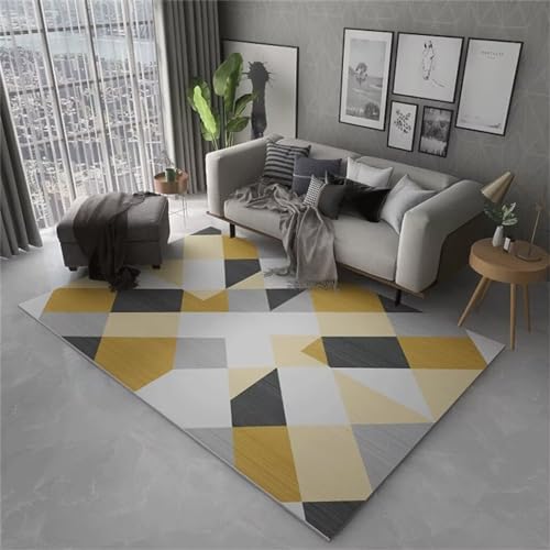 Xiaosua Büro Bodenmatte300x400CM Teppich Haustür Innen Teppich unter esstisch Rutschfester verschleißfester Teppich mit modernem geometrischem Muster Gelb teppiche gegend von Xiaosua