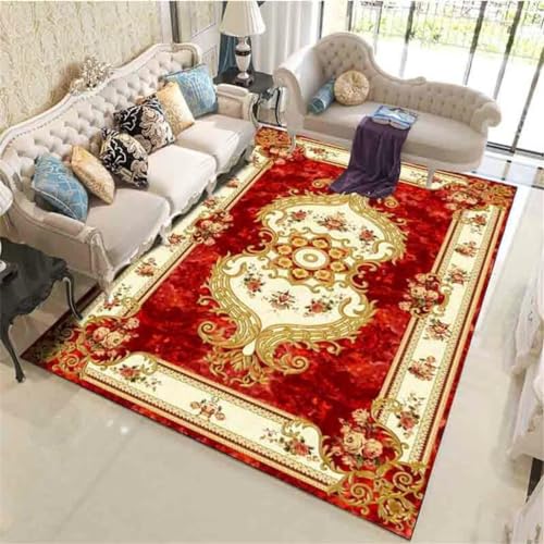 Xiaosua Carpet Living Room80x160CM Lauferteppich Flur schmutzfangmatte Einfach maschinenwaschbarer Teppich luxuriöser Blumenteppich Rot von Xiaosua