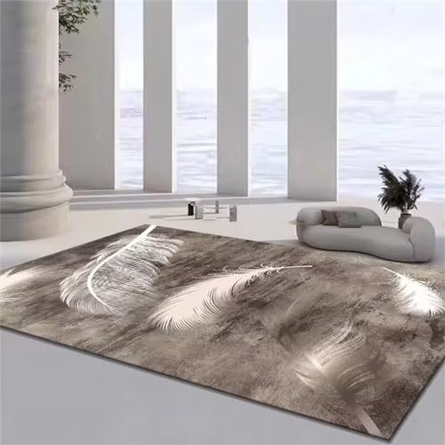 Xiaosua Carpet Living Room80x160CM Teppich Für Esszimmer Teppich unter esstisch Einfacher Antifouling-Teppich mit Federmuster für das Wohnzimmer braun von Xiaosua