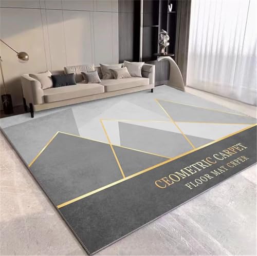 Xiaosua Flurteppich Schlafzimmer Nachttisch Teppich 70x140CM minimalistisches Design Grau Moderner geometrischer Kurzflor waschbar rutschfest von Xiaosua