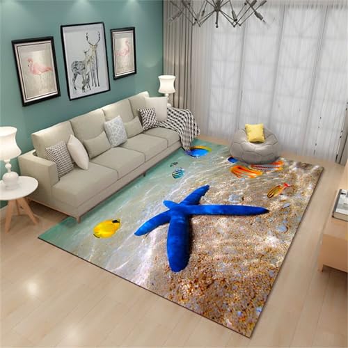 Xiaosua Für Schlafzimmer Bettvorleger Esszimmer Blau Teppich Salon Blue Hd Unterwassermuster Teppich Bürostuhl Geeignet 200X300CM Teppich Kinderzimmer von Xiaosua