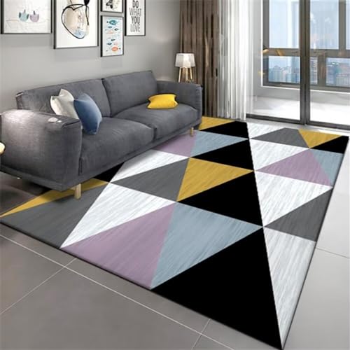Xiaosua Für Schlafzimmer Wohnzimmer Lila Salon Teppich Einfaches Dreieckiges Geometrisches Modernes Muster Für Kinder Schlafzimmer 100X160CM Home Teppich von Xiaosua