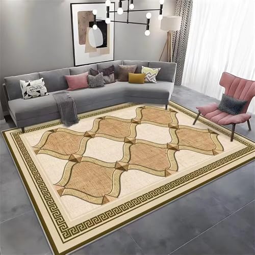 Xiaosua Kinder Teppiche120x120CM Teppich rutschfest Wohnzimmer waschbar Grüner für die Heimdekoration Sandfarbe unter esstisch Flur nach Mass von Xiaosua
