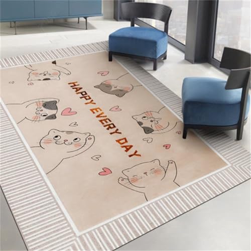 Xiaosua Kinderzimmer Teppiche Einfaches Muster Der Braunen Cartoonkatze Teppich Natur 120X160CM Anti Rutsch Teppich Braun von Xiaosua