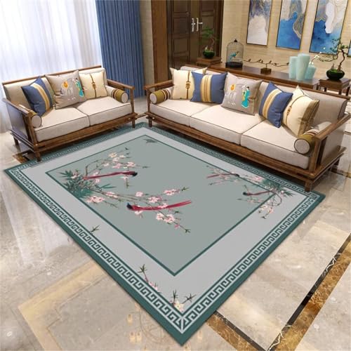 Xiaosua Kleiner Teppich50x80CM Mini Teppich kurzflor Teppich Wohnzimmerteppich gewaschener orientalischer Blumenteppich Grün von Xiaosua