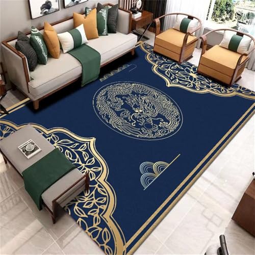 Xiaosua Kleiner Teppich50x80CM Moderne Teppiche büro bodenmatte Vintage bedruckter Teppich blau Schlafzimmer küchenteppich rutschfest Flur läufer von Xiaosua