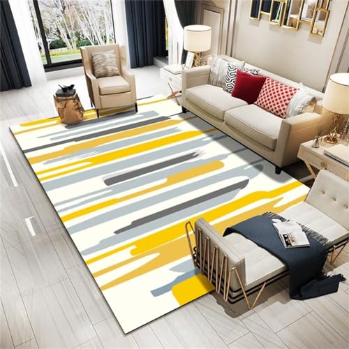 Xiaosua Kleiner Teppich50x80CM Teppich Esstisch Teppich günstig Moderner langlebiger Jungenteppich mit einfachem Muster Gelb von Xiaosua