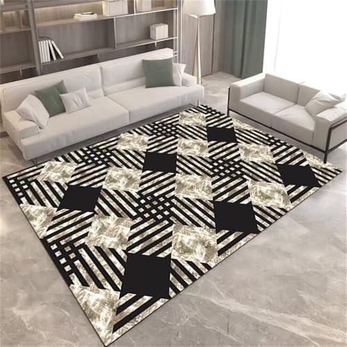 Xiaosua Kleiner Teppich50x80CM Teppich Esstisch büro bodenmatte Moderner gestreifter schwarz Schreibtisch vorraum schöner wohnen von Xiaosua