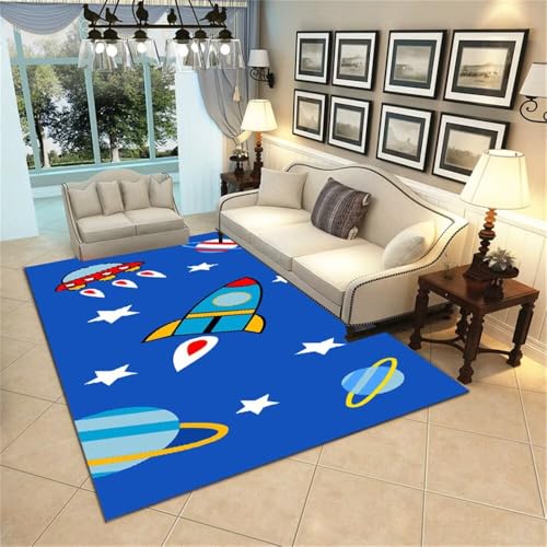 Xiaosua Kleiner Teppich50x80CM Teppich Jugendzimmer Jungen Kinder Jungs für Heimdekoration blau waschbarer Wohnzimmer Hallway Rug Schreibtisch von Xiaosua