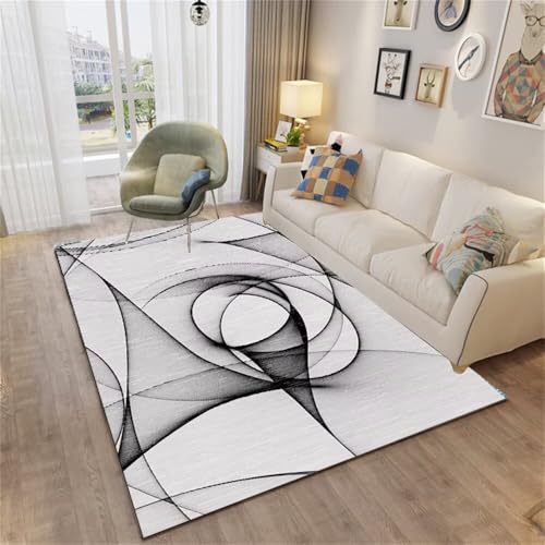 Xiaosua Kleiner Teppich50x80CM Teppich Wohnzimmer Kurzflor Flur läufer Schwarzer abstrakt gestreifter Grau Rugs for Living Room kuschel Large Square Floor Cushions Velvet von Xiaosua