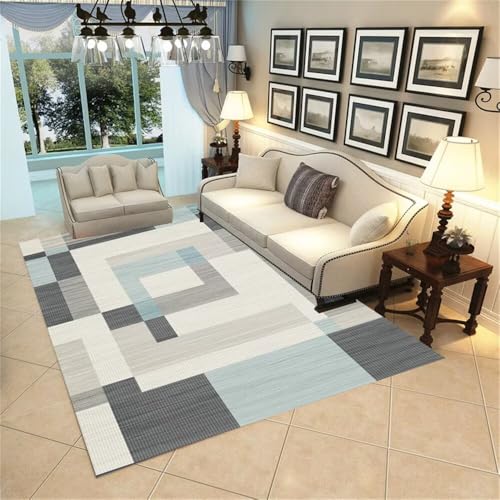Xiaosua Kurzflor Teppich120x200CM Teppich Eingang Grauer pflegeleichter blau Rugs for Bedroom Balkonteppich outdoorteppich von Xiaosua