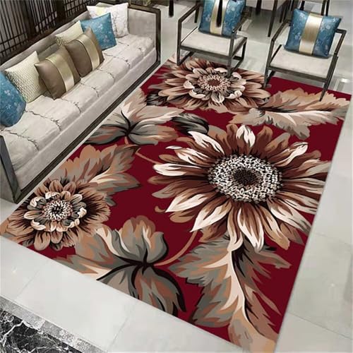 Xiaosua Kurzflor Teppich200x260CM Nursery Rugs Girls small Bedroom for Adults Vintage-Blumenteppich rot Esszimmer Vorleger Für Draußen Teppich lauferteppich Flur von Xiaosua