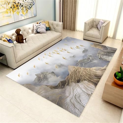 Xiaosua Mädchen Kinderzimmer Teppich Runner Rug 200x300CM Bett Grau Abstrakter gestreifter Zimmer deko Wohnung Rechteckig von Xiaosua