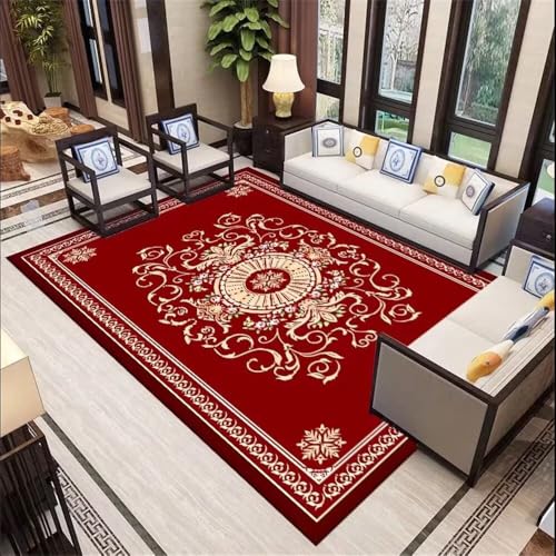 Xiaosua Mädchenzimmer Teppich esstisch 100x200CM Anti rutsch Pads rot Rechteckiger für das Wohnzimmer Waschbare Teppiche von Xiaosua