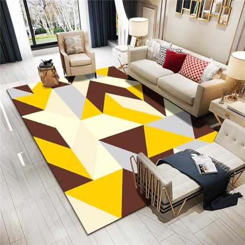 Xiaosua Outdoor Teppiche70x140CM Esstisch Teppich Couch Teppich Wohnzimmer Moderner waschbarer Teppich mit geometrischem Muster Gelb von Xiaosua