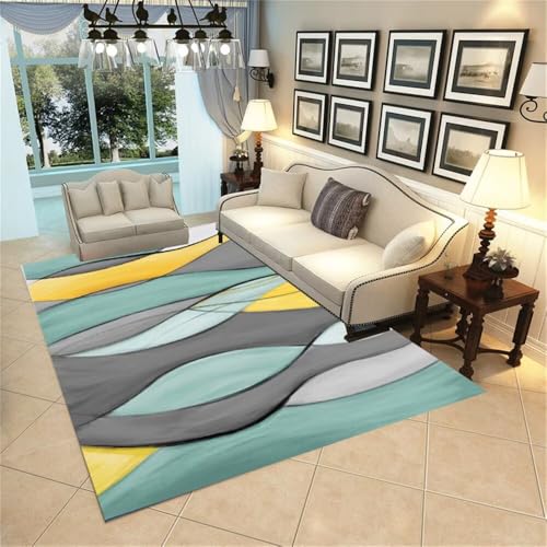 Xiaosua Outdoor Teppiche70x140CM Outdoor-Teppich läufer Flur rutschfest Grauer gelber Art-Déco-Teppich blau Schallisolierung Kinder Teppich Dekoration Wohnzimmer Dünn von Xiaosua