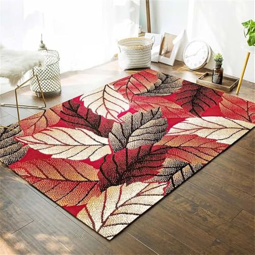 Xiaosua Outdoor Teppiche70x140CM Rugs for Living Room Teppich XXL Vintage-Blatt-Teppich rot Bett Kinderteppich Kinderzimmer von Xiaosua