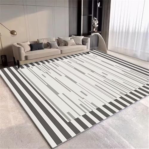 Xiaosua Raum Deko fußmatte eingangsbereich innen 120x120CM Teppich straße Kinder Grau Moderner gestreifter Anti rutsch Teppiche von Xiaosua