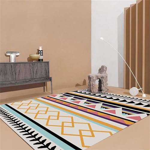 Xiaosua Schmutzabweisender Teppich Orange Farbe Teppich Rund Wohnzimmer 130X200CM Natur Teppich 4Ft 3.2''X6Ft 6.7'' von Xiaosua
