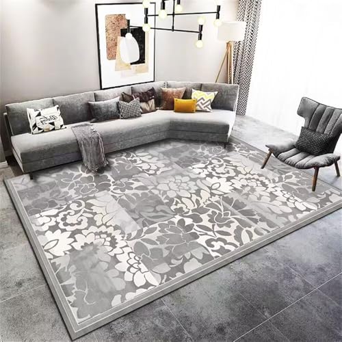 Xiaosua Schmutzfangmatte Heimmatte 170x240CM Waschbare Teppich Grau Vintage-Blumenteppich einfacher geometrischer langlebig und Teppiche Günstig von Xiaosua