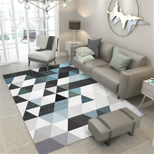 Xiaosua Small Bedroom Rug80x150CM Teppich Vorzimmer rutschfest waschbar Grauer grüner geometrischer blau Esszimmer Vorleger bettumrandung teppiche groß für Wohnzimmer von Xiaosua
