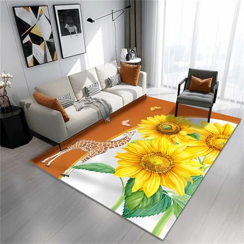 Xiaosua Teppich Bettumrandung Gelb Waschbare Teppiche Wohnzimmer 80X160CM Natur Teppich 2Ft 7.5''X5Ft 3'' von Xiaosua