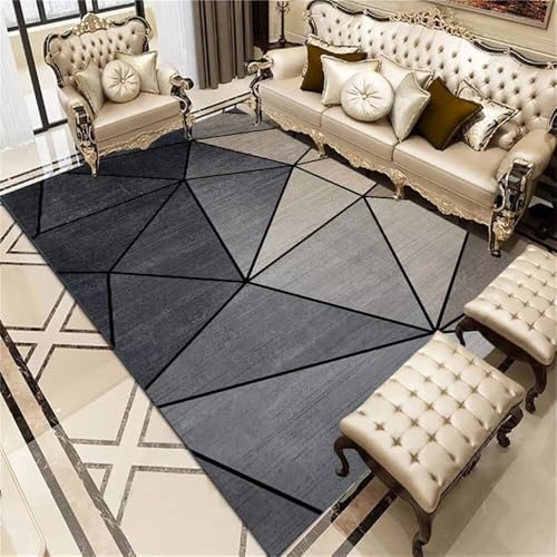 Xiaosua Teppich Esszimmer120x200CM Schlafzimmer Bett Verschleißfester und pflegeleichter Grau minimalistisches Design jugendzimmer Jungen vorleger von Xiaosua