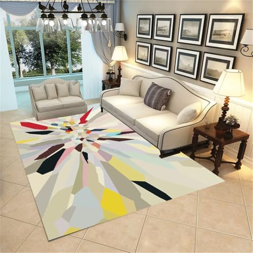 Xiaosua Teppich Esszimmer120x200CM Schmutzfangmatte Waschbar Kleiner Gelber Abstrakter mit Spritztinte Mehrfarbig sind verschleißfest small Bedroom Rug rechteckig von Xiaosua