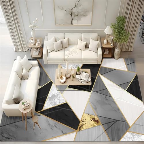Xiaosua Teppich Fliesen Teppich Salon Grau Mit Geometrischem Marmormuster Bürostuhl Teppich 180X280CM Outdoor-Teppich Grau von Xiaosua