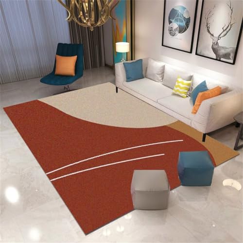 Xiaosua Teppich Für Wohnzimmer Moderner Innenteppich Stilvoller Hypoallergener Teppich Für Erwachsene 180X280Cm Teppich Waschbar Orange von Xiaosua