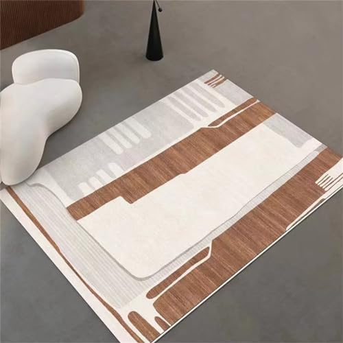 Xiaosua Teppich Kurzflor140x200CM Fußmatte Schmal Teppich küche waschbar Moderner minimalistischer Muster-Kuschelteppich für das Kinderzimmer Beige von Xiaosua