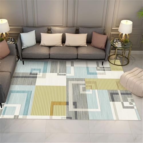 Xiaosua Teppich Rechteckig200x300CM Baby Mädchen waschbare teppiche Wohnzimmer Grauer gelber moderner blau küche waschbar Outdoor groß läufer Flur rutschfest von Xiaosua