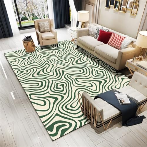 Xiaosua Teppich Schlafzimmer100x150CM Kinder Teppich Jungs Teppich Schlafzimmer Dekorativer Wohnzimmerteppich mit abstraktem geometrischem Muster Grün von Xiaosua
