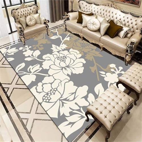 Xiaosua Teppich Schlafzimmer100x160CM Elegant Wohnzimmer Möbel abwaschbar Moderner Blumenteppich Grau Anti Rutsch Kinderzimmer Balkonteppich esstisch Xiaosua Teppich Schlafzimmer100x160CM Elegant Wohnzimmer Möbel abwaschbar Moderner Blumenteppich Grau Anti Rutsch Kinderzimmer Balkonteppich esstisch von Xiaosua