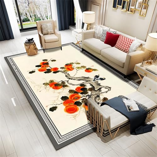 Xiaosua Teppich Schreibtischstuhl Teppich Salon Orange Orientalisches Vintage-Blumenmuster Teppich Waschbar rutschfest 180X280CM Rutschfester Teppich Orange Farbe von Xiaosua