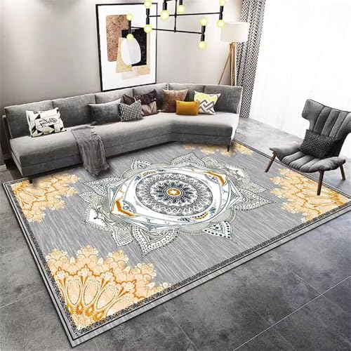 Xiaosua Teppich Schreibtischstuhl waschbar rutschfest 100x150CM Kinderzimmer Junge Grau Vintage-Blumenteppich Esszimmer Zubehör schlafzimmerteppich Schlafzimmer von Xiaosua