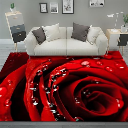 Xiaosua Teppich Waschbar Rot Teppich Salon Red Hd Rosenmuster Teppich Aesthetic 50X80CM Teppich Natur 1Ft 7.7''X2Ft 7.5'' von Xiaosua