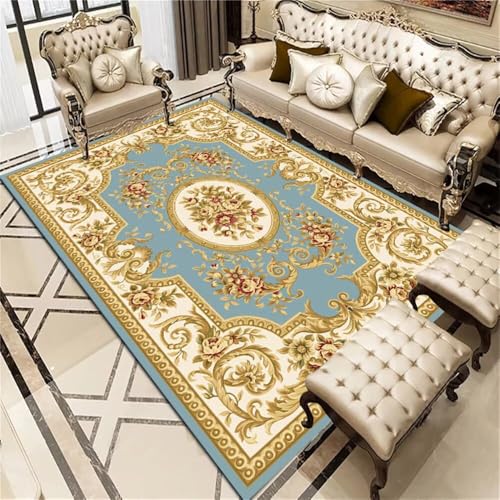Xiaosua Teppich Wohnzimmer Kurzflor140x200CM Mädchen babyzimmer Gelber pflegeleichter blau Kinderzimmer Wohnzimmerteppich für Balkon von Xiaosua