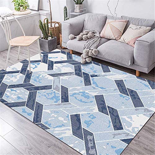 Xiaosua Verletzt Den Boden Nicht Esszimmer Vorleger Einfacher Wohnzimmerteppich in Mehreren Größen mit Blauer Linie und Kreuzmuster chic schön Teppichboden Blau 160x230cm Xiaosua Verletzt Den Boden Nicht Esszimmer Vorleger Einfacher Wohnzimmerteppich in Mehreren Größen mit Blauer Linie und Kreuzmuster chic schön Teppichboden Blau 160x230cm von Xiaosua