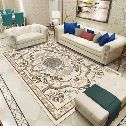Xiaosua Weicher Teppich Waschbarer Schlafzimmerteppich Für Erwachsene Moderner Bedruckter Großer Teppich 200X250Cm Outdoor Teppich Sahne von Xiaosua