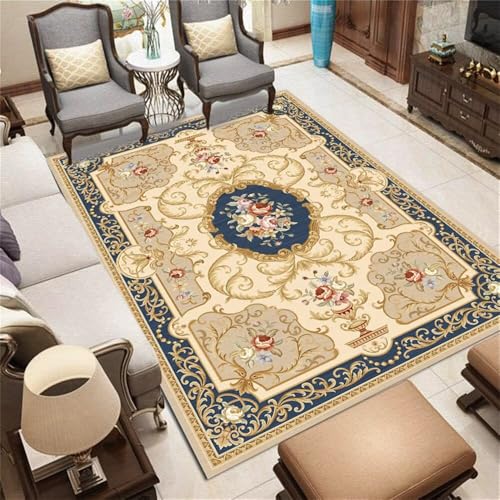 Xiaosua XXL Teppich170x240CM Baby Teppich Junge küche waschbar Blauer rechteckiger Retro-Teppich Khaki Rugs for Bedroom Balkon von Xiaosua