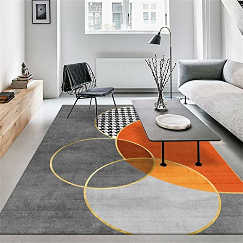 Xiaosua auslegware orange Teppich kreisförmiges geometrisches abstraktes orangefarbenes Muster weicher Rutschfester Teppich Teppich Design 120X200CM kinderteppich 3ft 11.2''X6ft 6.7'' von Xiaosua