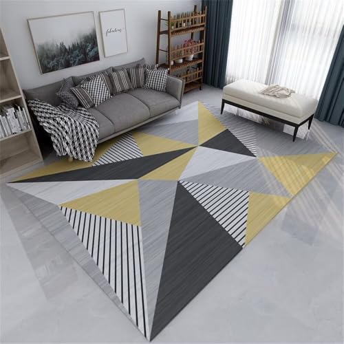 Xiaosua rutschfest Waschbar Outdoorteppiche 200x200CM Gelb tepich Teppich unter esstisch Grauer schwarzer geometrischer Large Square Floor Cushions Velvet pflegeleicht von Xiaosua