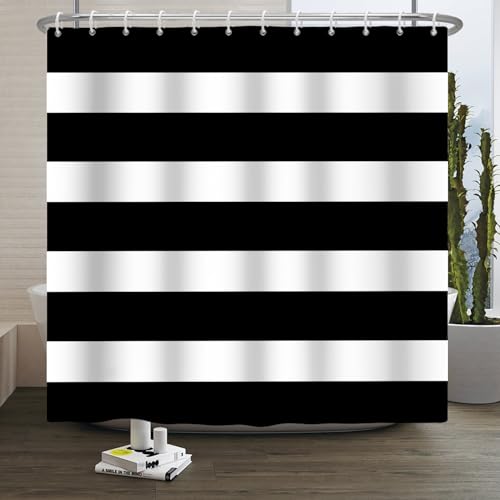 Xiaoterna 180x180cm Schwarzer und weißer Streifen Duschvorhang Vintage Linien Wasserdicht Badezimmer Vorhang Modern Abstrakt Geometrie Ästhetik Schimmelresistent Badezimmer Dekorativer Stoff Xiaoterna 180x180cm Schwarzer und weißer Streifen Duschvorhang Vintage Linien Wasserdicht Badezimmer Vorhang Modern Abstrakt Geometrie Ästhetik Schimmelresistent Badezimmer Dekorativer Stoff von Xiaoterna