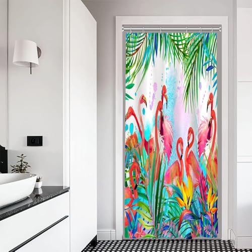Xiaoterna Flamingo Duschvorhang Flamingo Blumen Palmwedel Badezimmer Vorhang Aquarell Tropische Blätter und Blumen Wasserdicht Anti Schimmel Stoff Duschvorhänge für Badezimmer Dekoration 90x180cm Xiaoterna Flamingo Duschvorhang Flamingo Blumen Palmwedel Badezimmer Vorhang Aquarell Tropische Blätter und Blumen Wasserdicht Anti Schimmel Stoff Duschvorhänge für Badezimmer Dekoration 90x180cm von Xiaoterna