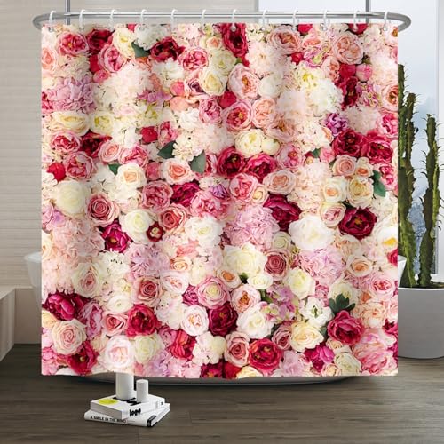 Xiaoterna Frühling Duschvorhang Rosa Blumen Wand Duschvorhang Floraler Duschvorhang 3D Bunte Rosen Duschvorhang Blumen Romantischer Duschvorhang Maschinenwaschbar Wasserdichter Stoff 180x200cm Xiaoterna Frühling Duschvorhang Rosa Blumen Wand Duschvorhang Floraler Duschvorhang 3D Bunte Rosen Duschvorhang Blumen Romantischer Duschvorhang Maschinenwaschbar Wasserdichter Stoff 180x200cm von Xiaoterna