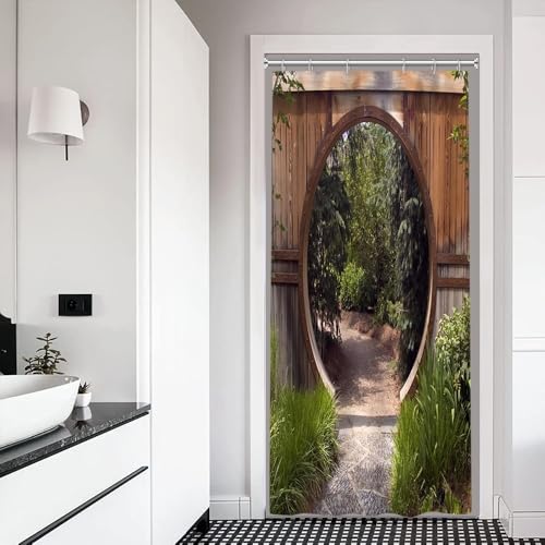 Xiaoterna Japanischer Garten Duschvorhang 3D Frühling Natur Landschaft Bad Vorhang Kreis Rustikale hölzerne Tür Tor Pfad Grüner Baum Schimmelpilzsicher Maschinenwaschbar Duschvorhang 90x180cm Xiaoterna Japanischer Garten Duschvorhang 3D Frühling Natur Landschaft Bad Vorhang Kreis Rustikale hölzerne Tür Tor Pfad Grüner Baum Schimmelpilzsicher Maschinenwaschbar Duschvorhang 90x180cm von Xiaoterna